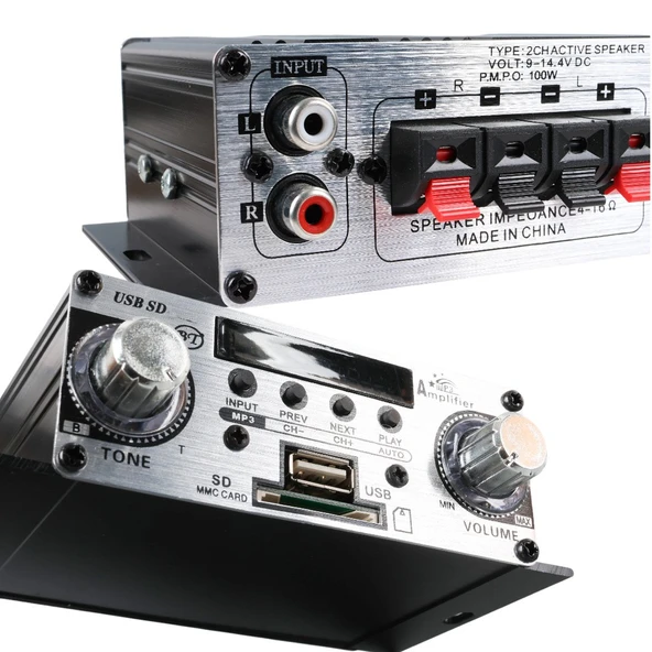 MagicVoice YW-191L 12 Volt 100 Watt Motosiklet Bluetooth Amfi - Resim 2