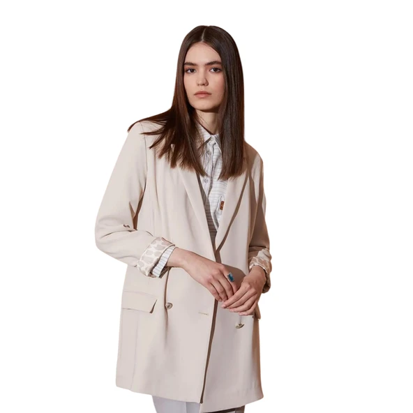 Kol Ağzı Desenli Kruvaze Ceket LVSS2251002 - Resim 3