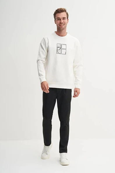 Cazador CAZ 53290 BİSİKLET YAKA BEYAZ ERKEK SWEAT (25 KIŞ) ürün görseli 1