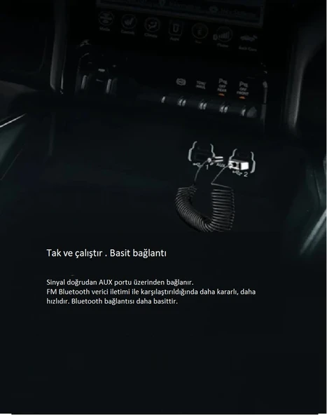 Plentiful Car Play Bluetooth Adaptör Araba ve Araç USB ve 3.5mm AUX Giriş Bluetooth 5.1 Adaptör Çevirici Arabanızda Müzik Dinleme Telefon Görüşemesi - Resim 5