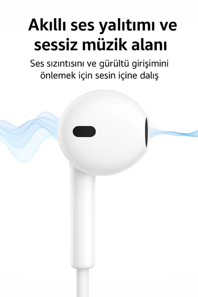 iPhone İçin Lightning Girişli Kablolu Kulaklık  Tak Çalıştır  Mikrofonlu EP3 - 3