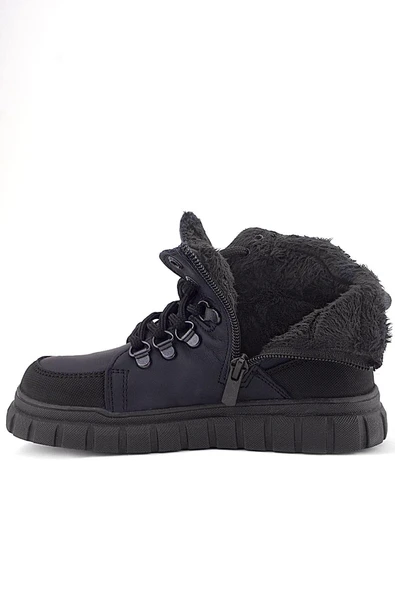 Rakerplus Hakiki Deri Siyah Kırmızı Fermuarlı Erkek Çocuk Bot - Resim 7