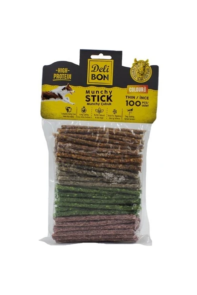 Delibon Deri Munchy Çubuk Karışık Renkli İnce 100 lü ürün görseli