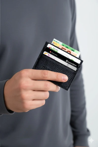 Erkek Kartlık Cüzdan Kişiye Özel İsim Baskılı Hakiki Deri Minimalist Slim Fit Model - 4