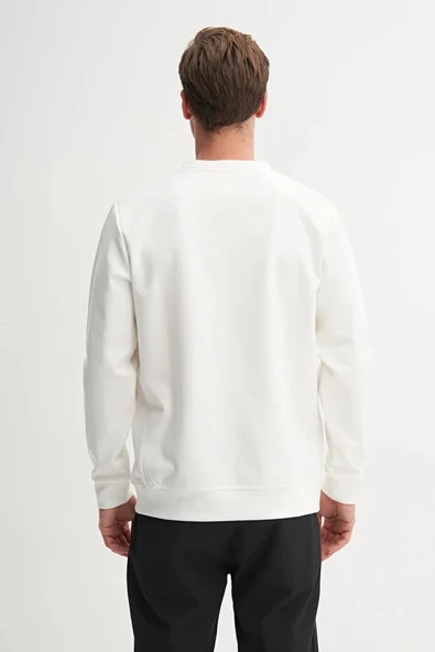 Cazador CAZ 53290 BİSİKLET YAKA BEYAZ ERKEK SWEAT (25 KIŞ) - Resim 3