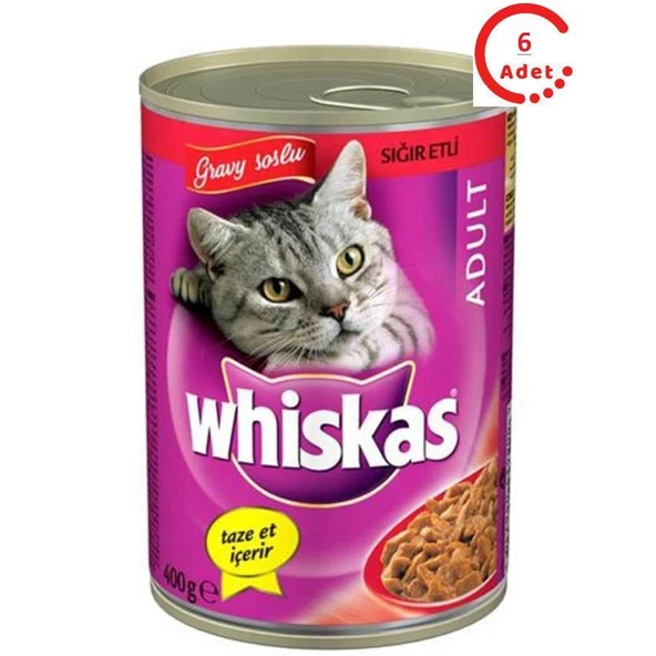 Whiskas Biftekli Konserve Kedi Maması 400 Gr x 6 Adet ürün görseli 1