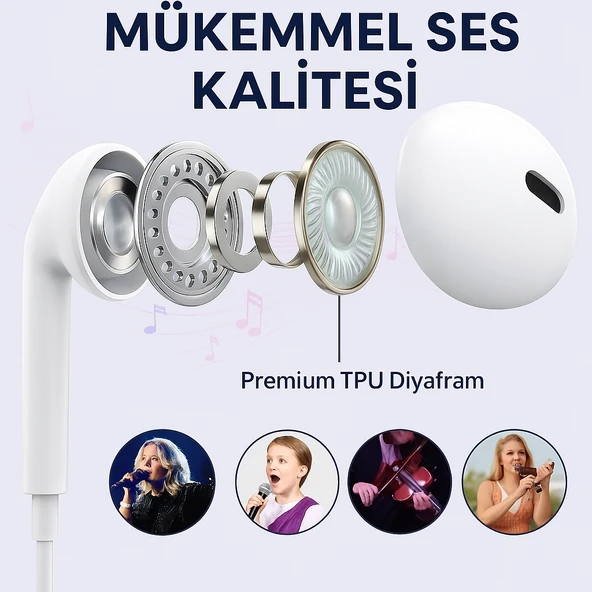 iPhone İçin Lightning Girişli Kablolu Kulaklık  Tak Çalıştır  Mikrofonlu EP3 - 2