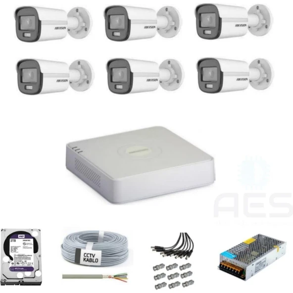 Colorvu Gece-Karanlıkta Renkli 6 Ahd Kameralı Güvenlik Kamera Kuruluma Hazır Set