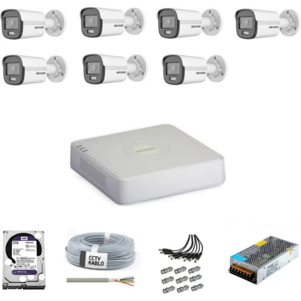 Colorvu Gece-Karanlıkta Renkli 7 Ahd Kameralı Güvenlik Kamera Kuruluma Hazır Set ürün görseli