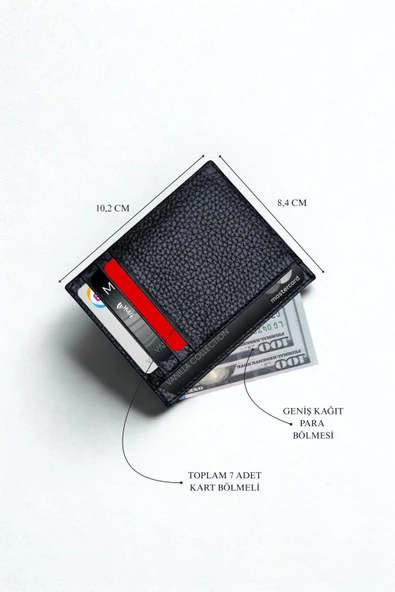 Erkek Kartlık Cüzdan Kişiye Özel İsim Baskılı Hakiki Deri Minimalist Slim Fit Model - 8