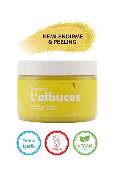 Banana Body Scrub 400gr – Vegan, Temiz İçerikli, Muz Kokulu Pürüzsüz Cilt Bakımı