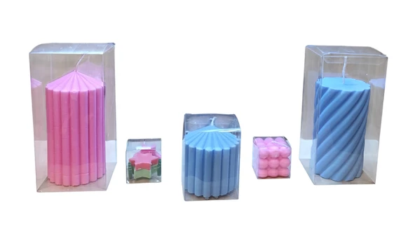 Kokulu Doğal beyaz mavi pembe  yeşil renk 5li Dekoratif mum - Resim 6