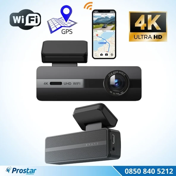 4K WIFI GPS 24 Saat Park Modu Özellikli Ekransız Dashcam Kamera - Resim 2