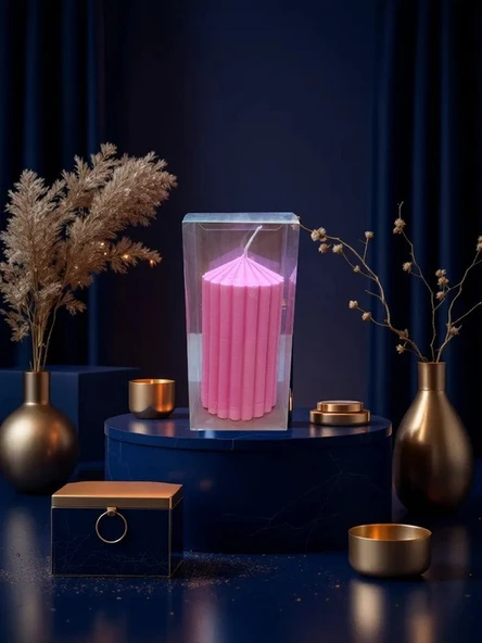 Kokulu Doğal 20cm-8cm ebatlarda pembe renk Dekoratif mum - Resim 5