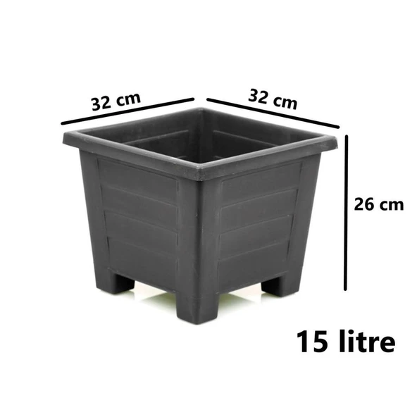 Omnipazar  SY-5847 Dekoratif Plastik Kare Ayaklı Saksı 15 Litre No 4 - Resim 4
