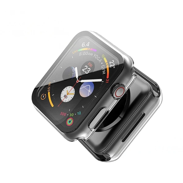 Apple Watch 41MM 7-8-9 SE Seri Uyumlu Starlight 360 Derece Koruma ve Temperli Cam Ekran Koruyucu  Şeffaf - Resim 2