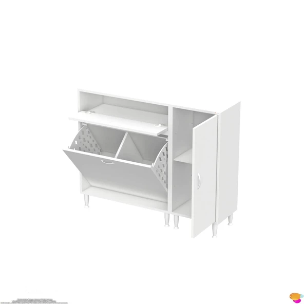 Modilayn YENİCE 115x97x32,5 cm 3 raflı ve 3 sepetli dolap ile çamaşırlarınız artık daha düzenli - 8