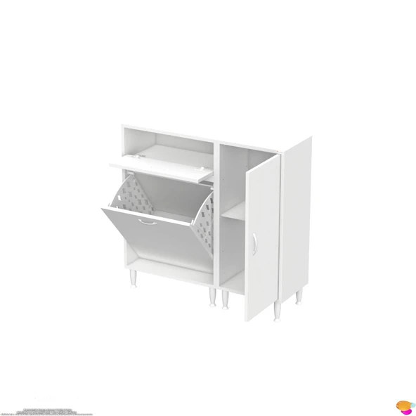 Modilayn YENİCE 115x97x32, 5 cm 3 raflı ve 3 sepetli dolap ile çamaşırlarınız artık daha düzenli. - 9