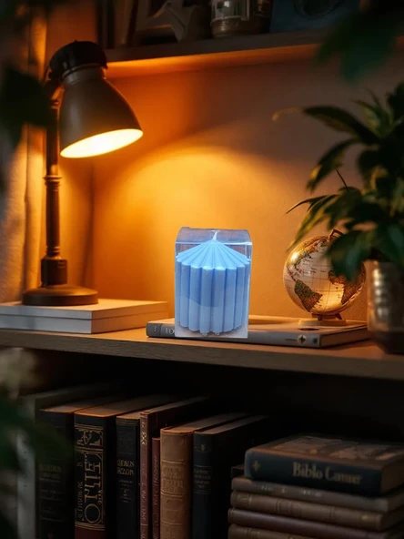 Kokulu Doğal 10cm-7cm ebatlarda mavi renk Dekoratif mum ürün görseli