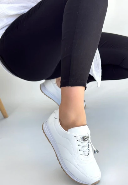 Finna Beyaz Cilt Bağcıklı Spor Ayakkabı - Resim 2