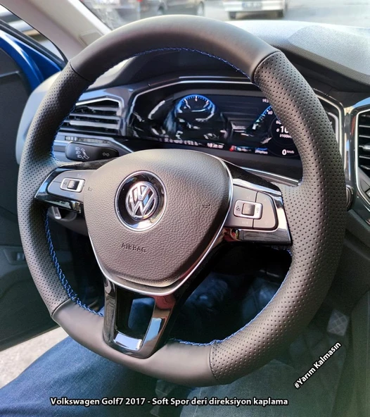 Golf 7 Jetta Passat Tiguan Polo-T-Roc F1 Dikmeli Araca Özel Direksiyon Kılıfı SOFT NOKTA NAPPA ürün görseli
