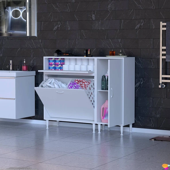 Modilayn YENİCE 125x97x32, 5 cm 3 raflı ve 3 sepetli dolap ile çamaşırlarınız artık daha düzenli - 3