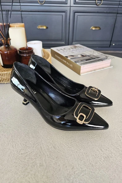 10 0669 Topukla Kadın Kadeh Topuklu Toka Detaylı 6 cm Topuklu Stiletto - Resim 7