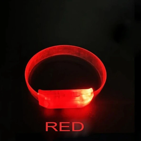 3 Modlu Pilli LED Işıklı Esnek Parti Bilekliği Kırmızı - Resim 3