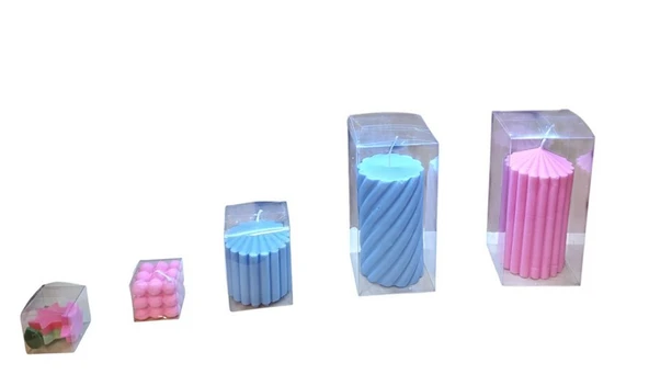 Kokulu Doğal beyaz mavi pembe  yeşil renk 5li Dekoratif mum - Resim 7