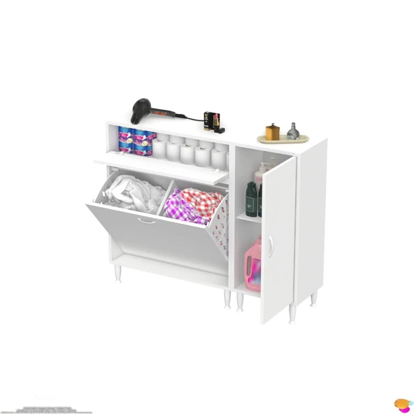 Modilayn YENİCE 120x97x32, 5 cm 3 raflı ve 3 sepetli dolap ile çamaşırlarınız artık daha düzenli - 7