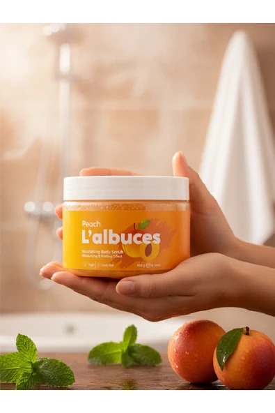 Peach Body Scrub 400gr – Vegan, Temiz İçerikli, Şeftali Kokulu Pürüzsüz Cilt Bakımı - 6