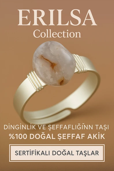 Sertifikalı Doğal Şeffaf Akik Taşı Yüzük – Ayarlanabilir Kalın Tımbıl Kasa ürün görseli