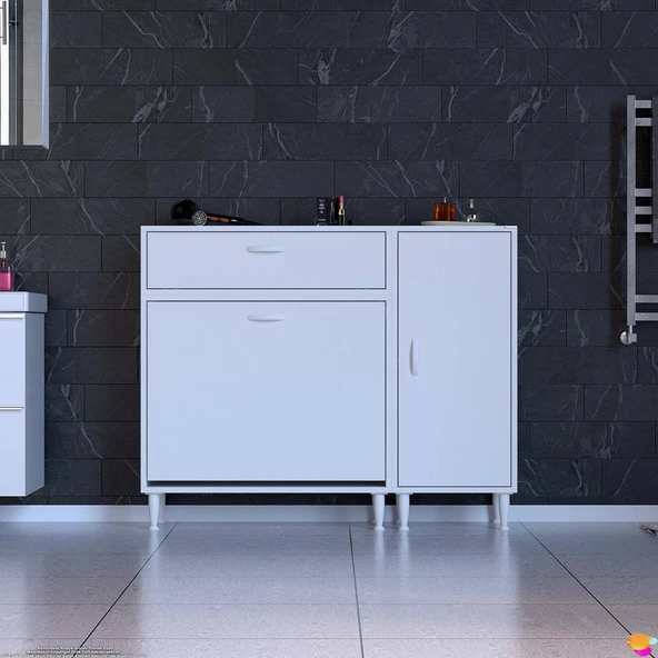 Modilayn YENİCE 130x97x32,5 cm 3 raflı ve 3 sepetli dolap ile çamaşırlarınız artık daha düzenli - 2