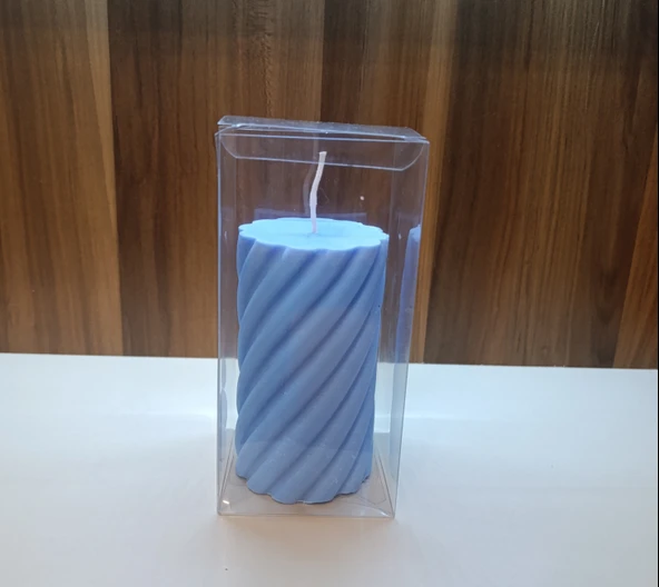 Kokulu Doğal 20cm-8cm ebatlarda mavi renk Dekoratif mum - Resim 5