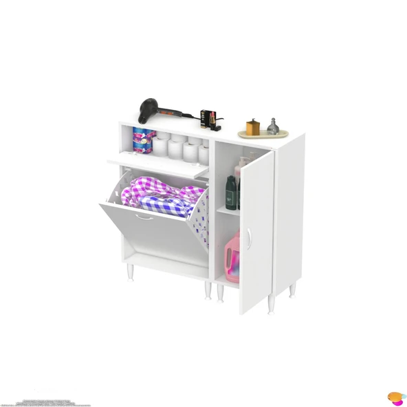 Modilayn YENİCE 115x97x32, 5 cm 3 raflı ve 3 sepetli dolap ile çamaşırlarınız artık daha düzenli. - 7