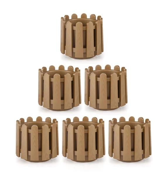 Omnipazar SO-İS03 İstanbul Dekoratif Yuvarlak Saksı 6,6 lt Mocha 6 Adet ürün görseli