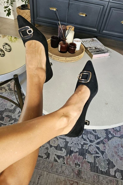 10 0669 Topukla Kadın Kadeh Topuklu Toka Detaylı 6 cm Topuklu Stiletto - Resim 10