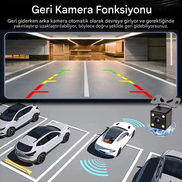 CC-33 Full HD 3 Kameralı Araç İçi Güvenlik Kamerası 128GB – IR Gece Görüşü, Ön-Arka-İç Kayıt,DashCam - 6