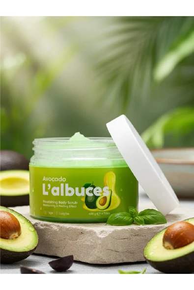 Avocado Body Scrub 400gr – Vegan, Temiz İçerikli, Avokado Kokulu Pürüzsüz Cilt Bakımı - 6