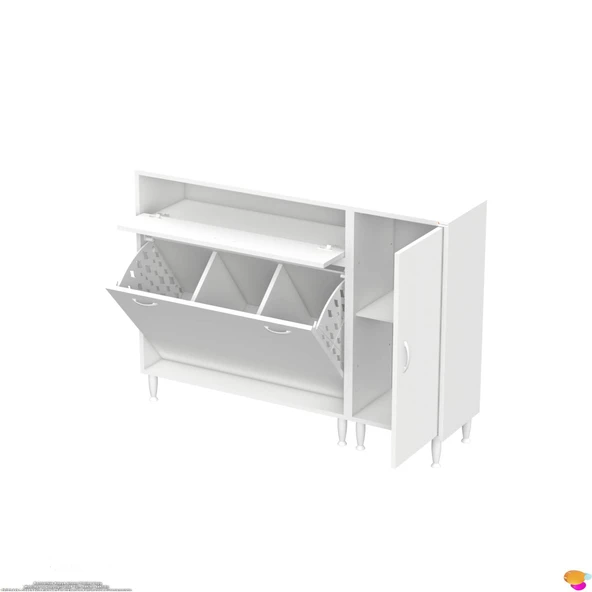 Modilayn YENİCE 135x97x32, 5 cm 3 raflı ve 3 sepetli dolap ile çamaşırlarınız artık daha düzenli. - 8