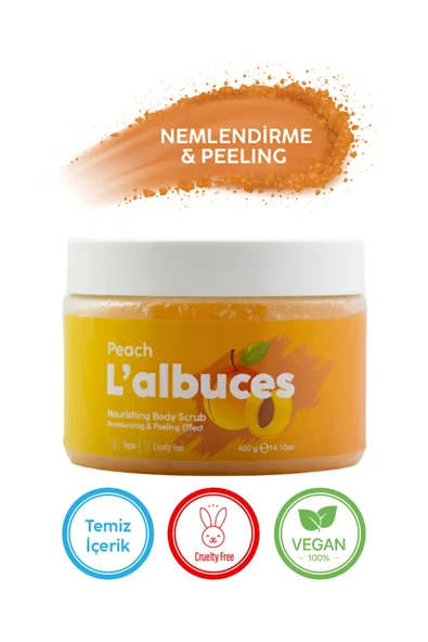 Peach Body Scrub 400gr – Vegan, Temiz İçerikli, Şeftali Kokulu Pürüzsüz Cilt Bakımı