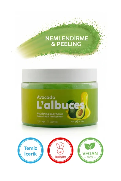 Avocado Body Scrub 400gr – Vegan, Temiz İçerikli, Avokado Kokulu Pürüzsüz Cilt Bakımı