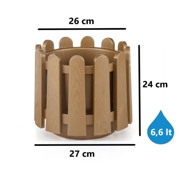 Omnipazar SO-İS03 İstanbul Dekoratif Yuvarlak Saksı 6,6 lt Mocha 6 Adet - Resim 2