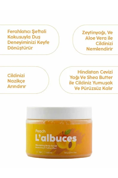 Peach Body Scrub 400gr – Vegan, Temiz İçerikli, Şeftali Kokulu Pürüzsüz Cilt Bakımı - 9