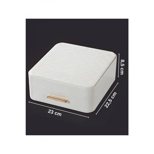 Piev House By House Çekmeceli Aynalı ve Üç Katlı Çekmeceli Takı Kozmetik Organizer İkili Set - Resim 4