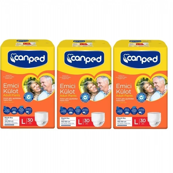 Canped Emici Külot Büyük Boy L 30'lu 3 Adet Hasta Bezi