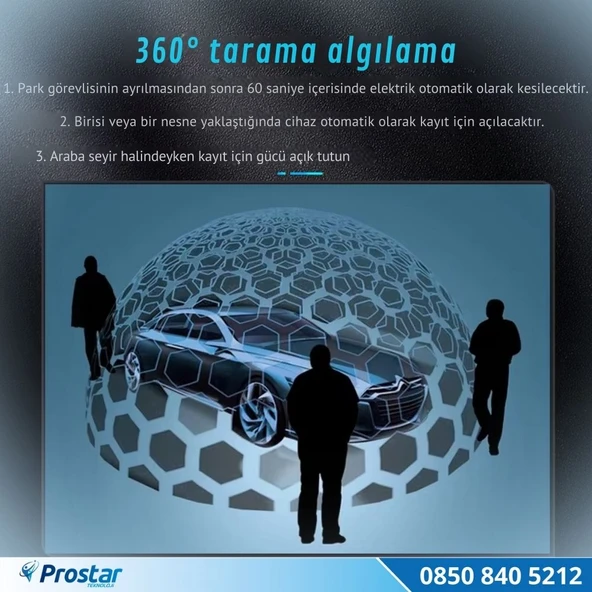 4 Kameralı 3K Ultra HD WIFI GPS Park Modu Özellikli 360 Kamera Seti - Resim 4