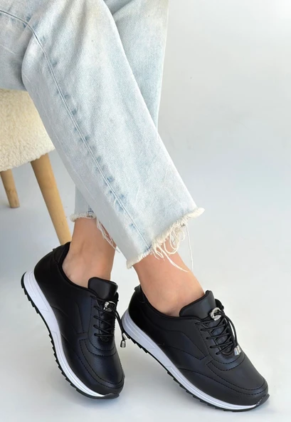 Finna Siyah Cilt Bağcıklı Spor Ayakkabı - Resim 2
