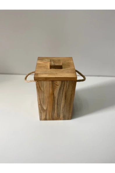 woodünya Ip Tutamaklı Ahşap Çöp Kovası Küçük Boy Ahşap Banyo Çöp Kutusu Mutfak Çöp Kovası ürün görseli