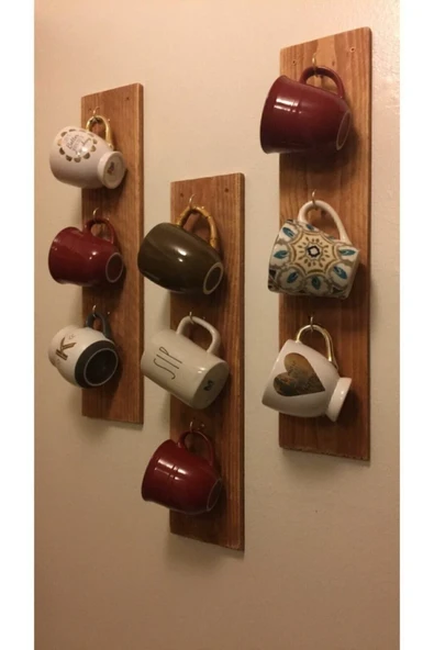 KNK AHSAP EVİ Ahşap Duvar Askısı,ahşap Dekoratif Askılık,ahşap Bardak Askısı,mutfak Rafi (1 Adet Fiyati ) ürün görseli 1
